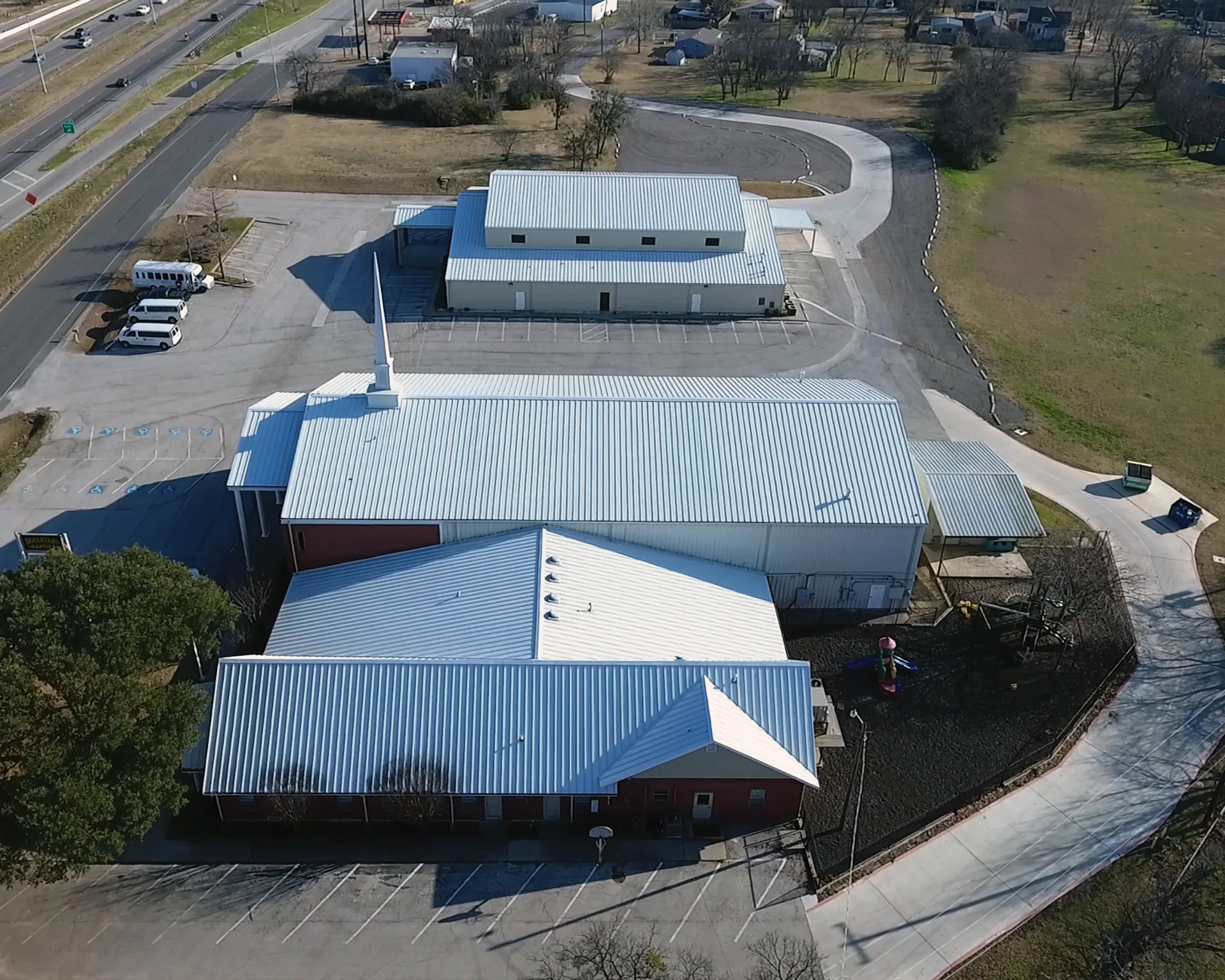 Standing Seam Metal Roof in Regal White at Burleson Boulevard Baptist Church